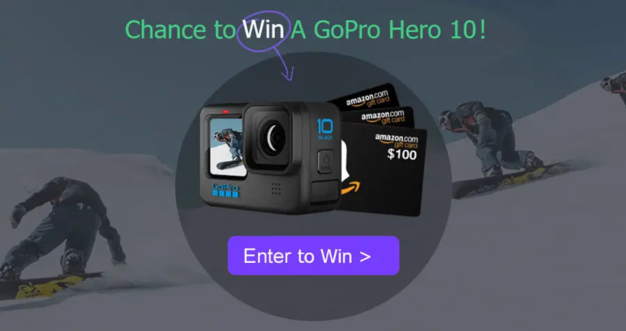 Enter the VideoProc Vlogger Sports Video Challenge for your chance to win a $50 Amazon gift card, $100 Amazon gift card, or the grand prize, a GoPro HERO10 Black valued at $399.98