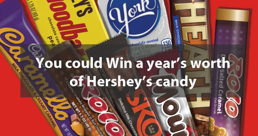 You could win a year’s worth of Hershey’s candy of your choice from Walgreens.