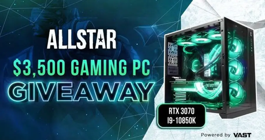 Enter for your chance to win Allstar is excited to announce this $3,500 RTX 3070 Gaming PC Vast Giveaway. One winner will be drawn and notified via email to claim their prize and be announced on Twitter. No purchase is necessary to enter or win.