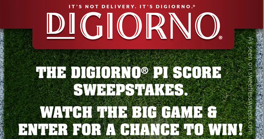 Enter for your chance to win BIG during the #SuperBowl If the score reaches of 3-14 (or 14-3), then 1,500 winners will be selected at random to each receive one free #DIGIORNO pizza. That’s not all! If any of these pi-centric moments take place during the game, then one lucky fan per prop will be randomly chosen to win 267 DIGIORNO pizzas. Sweepstakes drawings will take place if, and only if: Any player finishes the game with exactly 314 passing yards - There are more than 3.14 total turnovers (4 or more) in the game - Any scoring drive takes exactly 3 minutes and 14 seconds.
