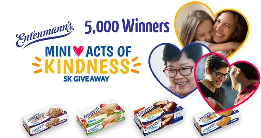 5,000 WINNERS! A little kindness goes a long way. You can surprise and delight a loved one with a mini pick-me-up by entering the Entenmann's Mini Acts of Kindness 5K Giveaway! #RandomActsOfKindness 