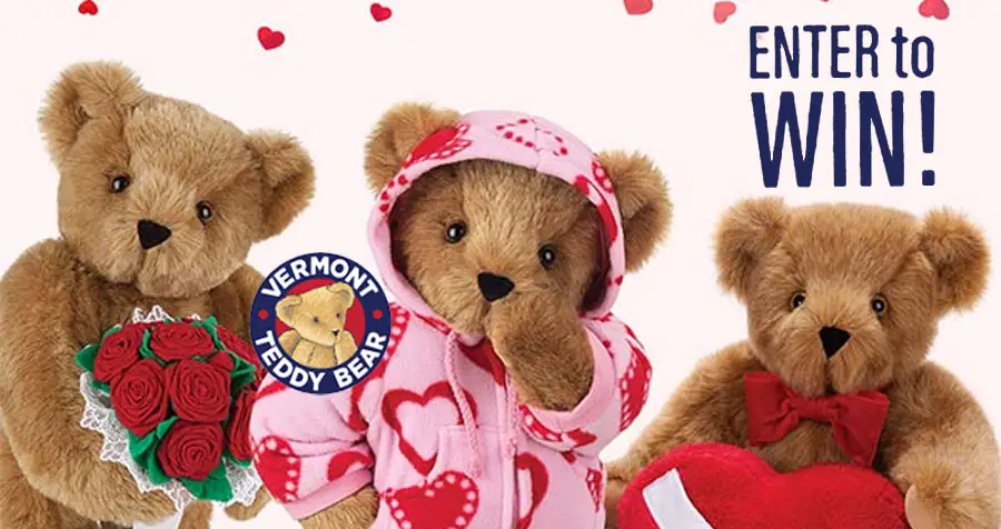 How would you like to WIN some lovable Bear friends for Valentine’s Day? Enter Vermont Teddy Bear's BEARy Romantic Valentine's Giveaway to win one of 3 weekly prizes of a 15” Sweetheart Hoodie Footie Bear or a grand prize Valentine’s Collection: Romantic At Heart Bear, Sweetheart Hoodie Footie Bear and Rose Bouquet Bear. These collectible Valentine’s friends are sweet, cuddly and Guaranteed for Life. 