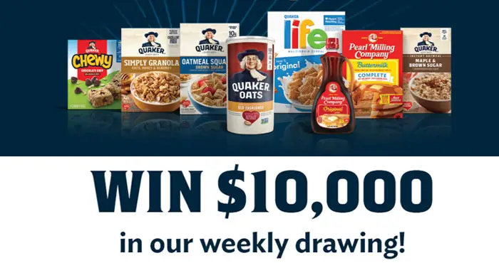 Quaker is picking a new winner every week in the Breakfast Time Bundle Sweepstakes, so keep coming back with new codes for your chance at $10k! Enter your email and grab your Quaker and Pearl Milling Company products to get started.