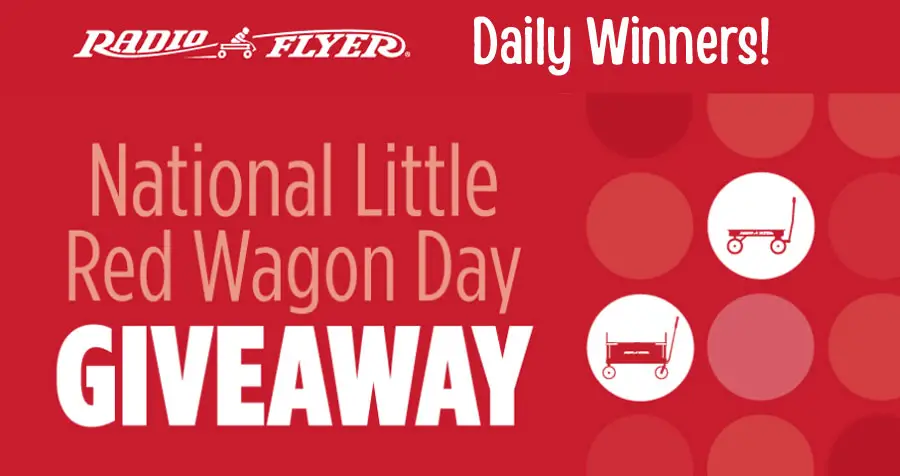 Enter the #RadioFlyer National Little Red Wagon Day giveaway daily for your chance to win Radio Flyer toys including the 3-in-1 Off-Road EZ Fold Camo Wagon, Classic Red Wagon, Odyssey Stroll 'N Wagon, and more.
