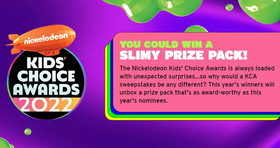 2022 Nickelodeon Kids Choice Awards Sweepstakes