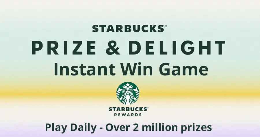 Beginning March 7th, Starbucks is launching a new instant win game in their app. Play the Starbucks Rewards Prize and Delight Instant Win Game daily and for your chance to win from over 2,000,000 prizes including Starbucks gift cards, and Bonus stars to be won. 