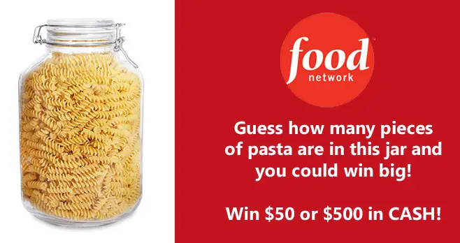 Guess how many pieces of fusilli pasta are in the jar for your chance to win $500!  The grand prize winner will receive $500 and three runners-up will each receive a $50.