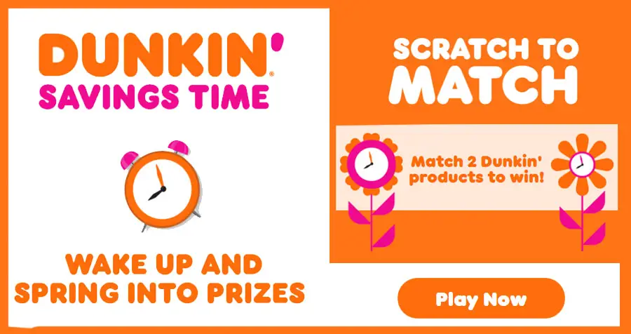 Enter for your chance to win the day from #Dunkin! With over 1,000 prizes given out per day, you are bound to be a winner in the Dunkin' Savings Time Spring Instant Win Game. Play daily through April 10th for your chance to win
