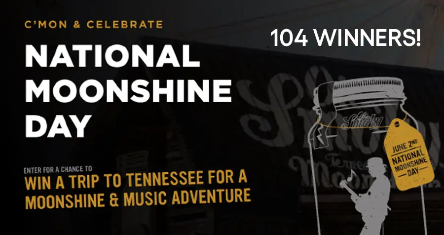 Enter for your chance to win a trip to Nashville, Tennessee for a Moonshine and Music Adventure. Please 103 other winners will receive Ole Smoky merch including t-shirts, hats, and Reserve Bar gift cards!
