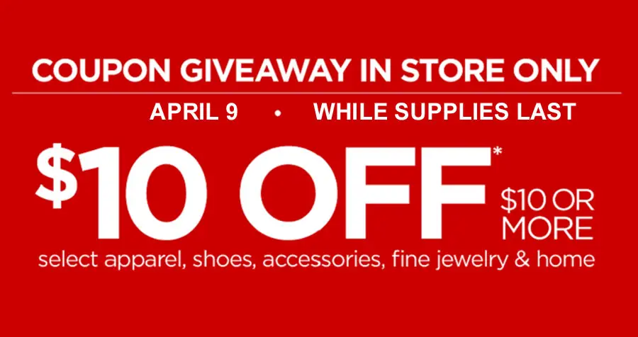 JCPenney $10 off $10 Coupon Giveaway Saturday
