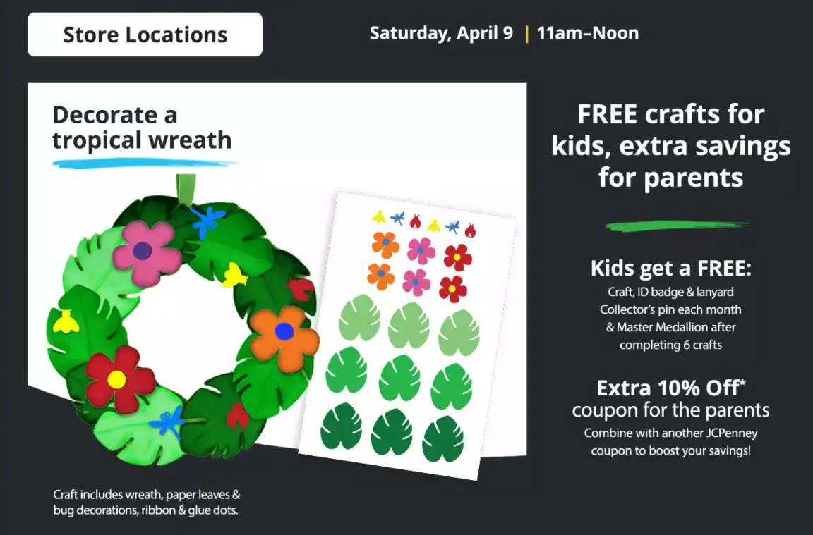 Free Kids Activity at JCPenney Saturday