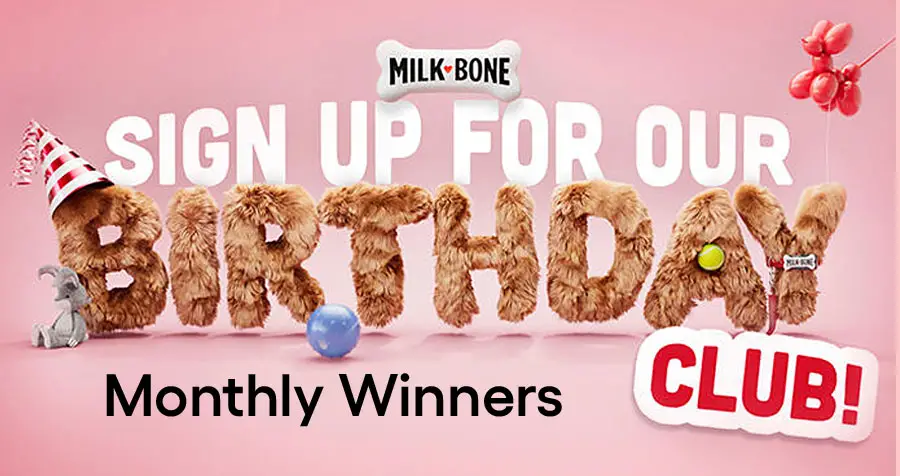You could win a Milk-Bone dog gift box when you enter the Milk-Bone Birthday Sweepstakes. Each month, winners will receive a special Birthday Milk-Bone doggie prize. Join the Milk-Bone Birthday club to enter.