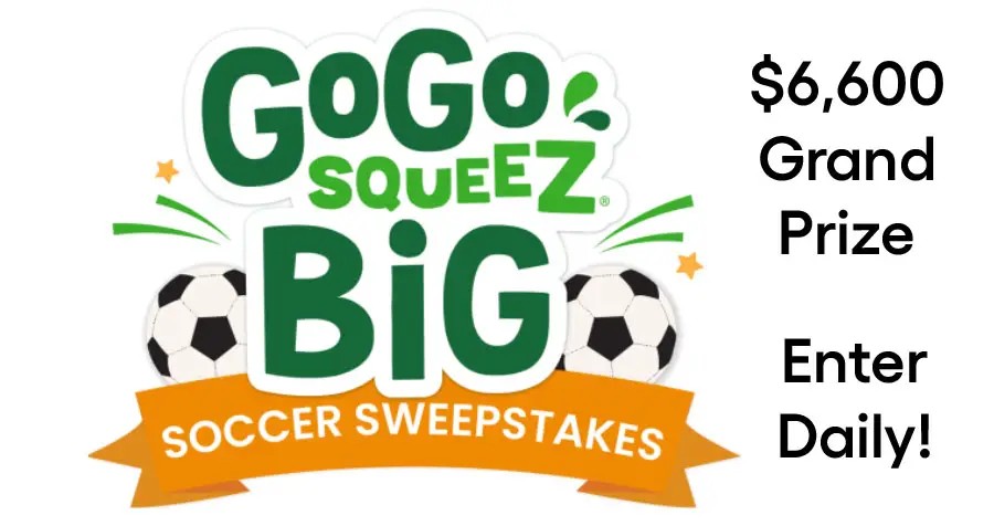 GoGo Squeez is giving you a chance to win a soccer prize pack valued at  over $6,600! Enter the GoGoBig squeezeZ Soccer Sweepstakes everyday through August 14th for your chance to win.