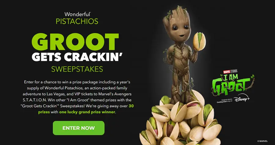 Wonderful Pistachios Groot Gets Crackin’ Sweepstakes