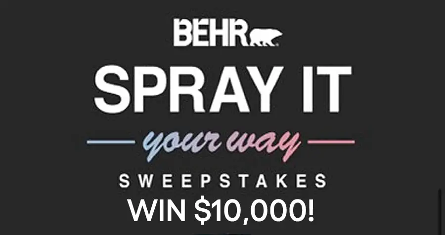 Enter Behr's Spray It Your Way Sweepstakes today. One grand prize winner will win $10,000. Ten additional entries will win their object and paint to bring it to life. So grab a can and get spraying!