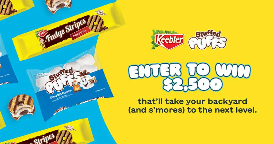 Enter for your chance to win $2,500 in cash to help you take your backyard (and s'mores) to the next level. Enter the S’mores Remixed Sweepstakes and you could win cash or one of 150 Stuffed Puffs prize packs