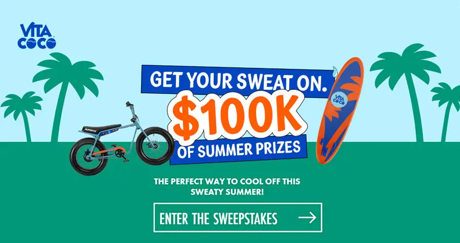 Vita Coco is giving you the chance to win your share of $100K in summer prizes to help keep the fun going while enjoying that coconut goodness.