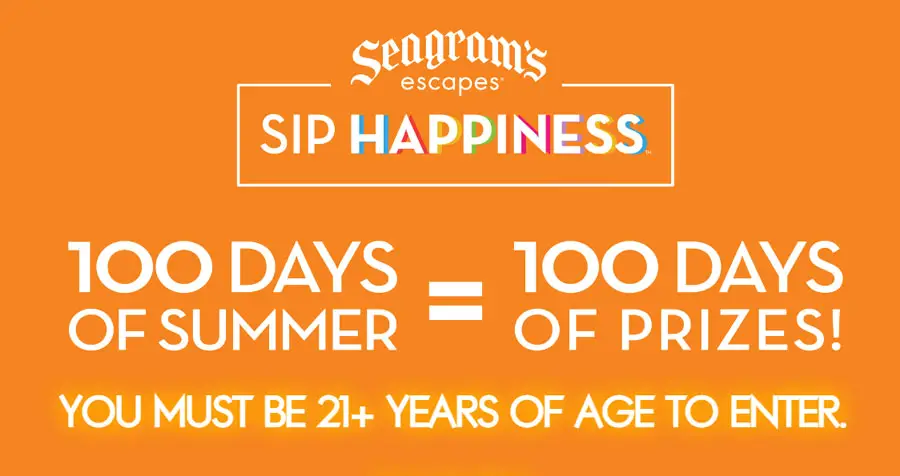Play the Seagram’s Escapes 100 Days of Summer Instant Win Game daily for your chance to win prizes like a wood burning fire pit, patio heater, inflatable jacuzzi and more.