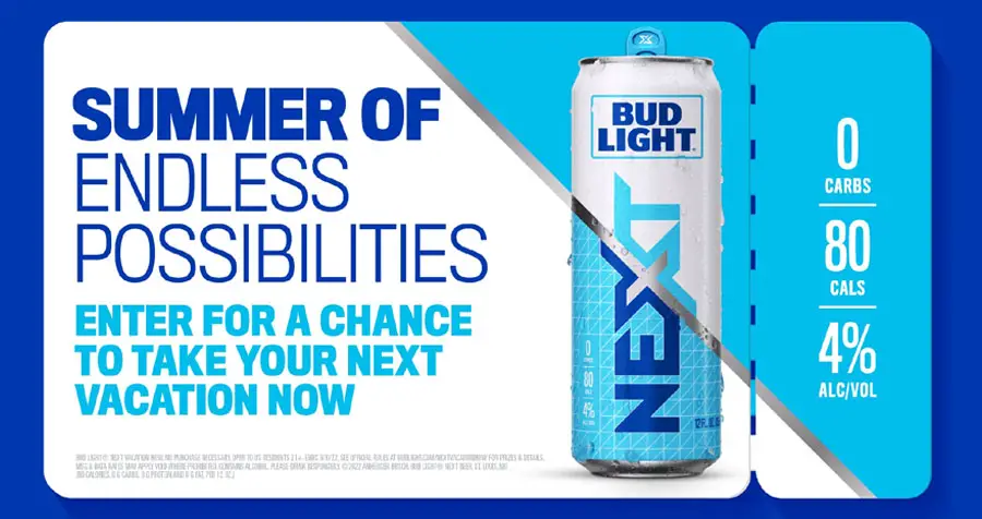 Looking to take your next vacation now? Bud Light is giving you the chance to win the vacation of your dreams. Follow @Budlight and tell them where you want to go. #NEXTVacationNow #Sweepstakes
