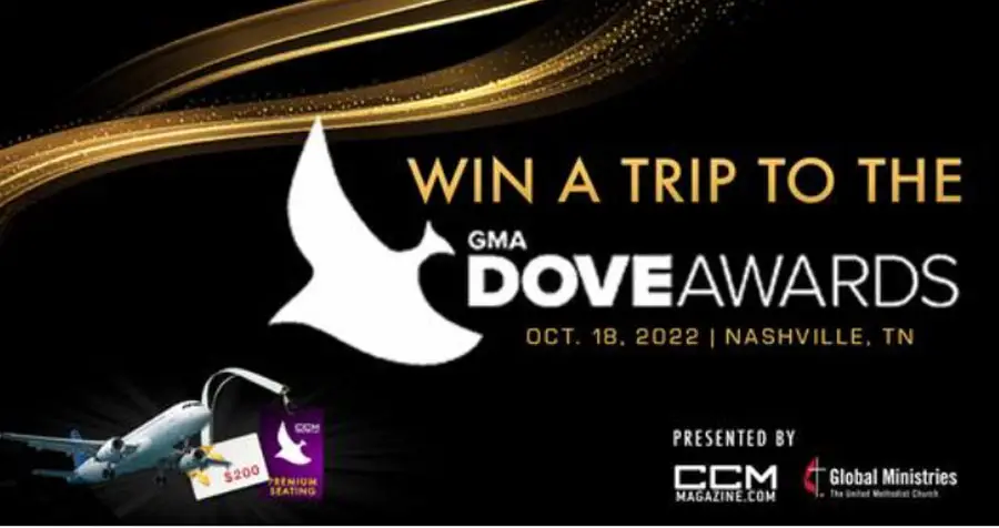 CCM Magazine and UMC Global Ministries are giving you and a guest a chance to join us in Nashville for the 53rd GMA Dove Awards on October 18, 2022! One winner will receive round trip airfare to Nashville, TN, two nights hotel, two premium tickets to the 53rd annual Dove Awards, and a $200 gift card for ground transportation during the trip.