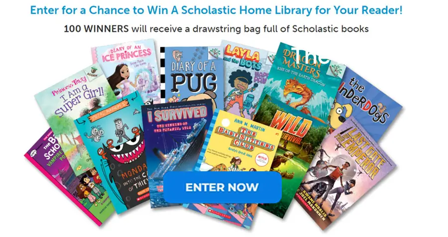 Enter for your chance to win a Scholastic Home Library for Your Reader! 100 WINNERS will receive a drawstring bag full of Scholastic books. Encourage reading all summer long on Scholastic Home Base. Readers can start and keep a Reading Streak™, attend virtual author events, discover new books, and more!