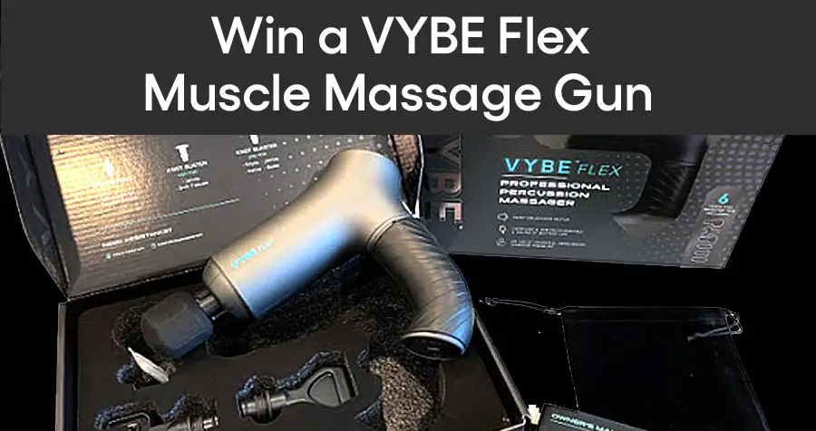Enter to win the VYBE Percussion Massage Gun valued at $124. This has a fantastic handle that fits well in your hand, it has all the attachments, and it comes with full instructions.