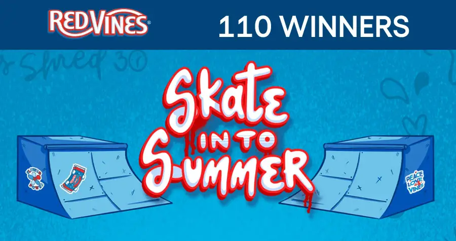Elevate your summer skate with Red Vines! Ten Lucky Grand Prize Winners receive an Exclusive 2022 Red Vines skate deck! -OR- be one of 100 Winners to receive a Red Vines fingerboard Prize Pack!