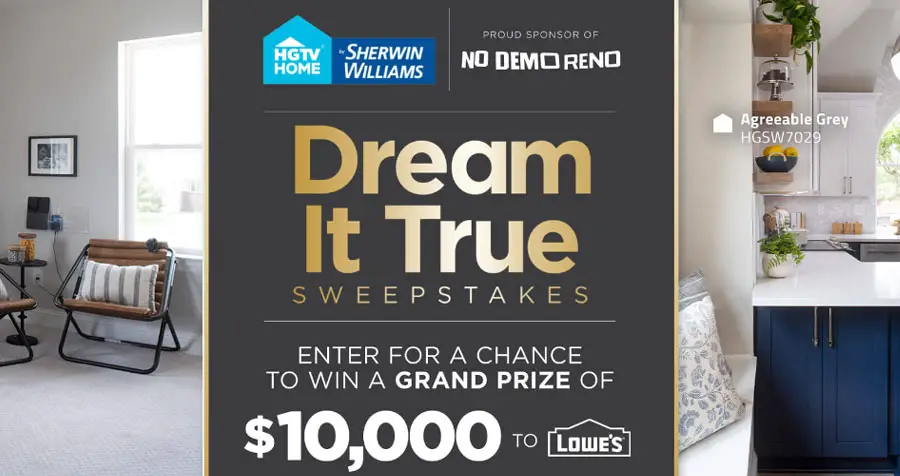HGTV Sherwin Williams Dream It True $10,000 Sweepstakes