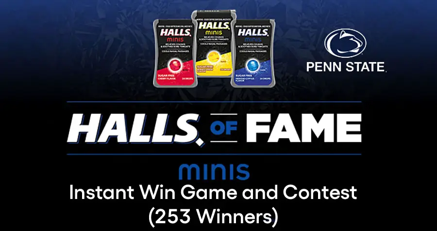 Three contest grand prize winners will each receive $10,000, 2023 PSU football season tickets for two, a one-year supply of HALLS minis, and more. Don't wait! Enter now! Penn State® Football is partnering with HALLS minis cough drops to help soothe fans' sore throats at gametime and launch the inaugural HALLS of Fame Contest! For a limited time, fans can enter the HALLS of Fame Contest by submitting a photo that showcases why you are the ultimate Penn State® fan.