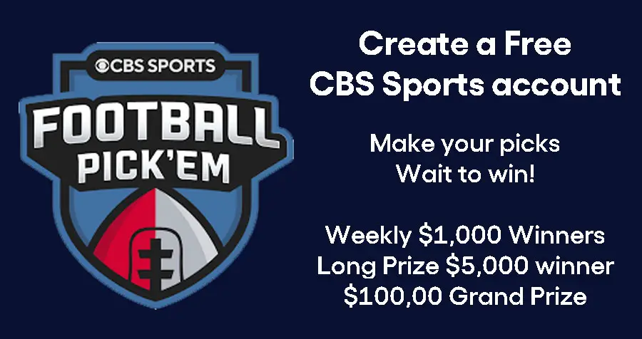 Compete to win the $100,000 jackpot and guaranteed cash prizes every week in the CBS Sports Pro Football Pick'em Contest. Compete against other participants to see who can correctly predict the outcomes of selected pro football games