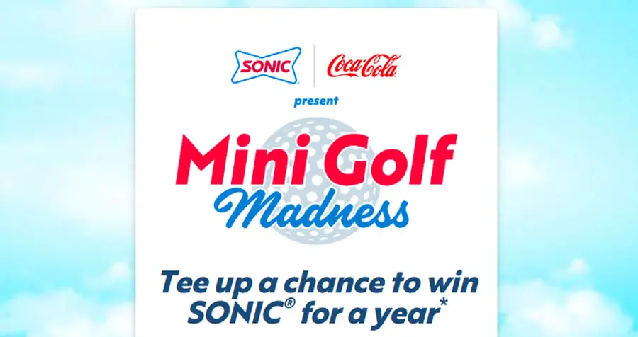 Play the Sonic Mini Golf Madness Instant Win Game daily for a  chance to win SONIC® for a year. All it takes is one tap and you could instantly win a $10 SONIC e-gift card. Enter now and you'll also earn a sweepstakes entry for the chance to win the Grand Prize - SONIC for a year!