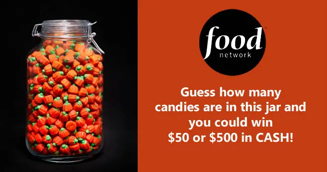 Guess how many candy pumpkins are in the jar for your chance to win either $50 or $500 in cash from the Food Network Magazine's October "Who's Counting Contest"