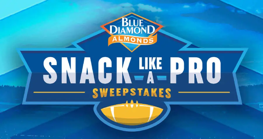 Enter the Blue Diamond Snack Like A Pro Sweepstakes daily for a chance to win $3000 cash or one of forty weekly prizes including Blue Diamond Almond Party Packs, grilling tools, tailgate games, and coolers just in time for tailgating season.