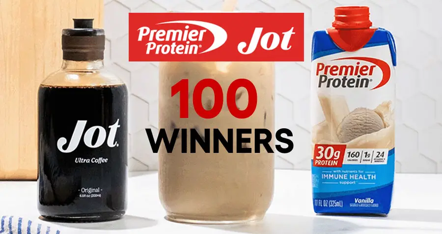 100 Winners will receive a FREE Coffee kit that includes Premier Protein High Protein Shakes in two fan favorite flavors - Vanilla and Caramel - alongside Jot Ultra Coffee, the easiest way to enjoy smooth and rich coffee with the help of just one tablespoon.