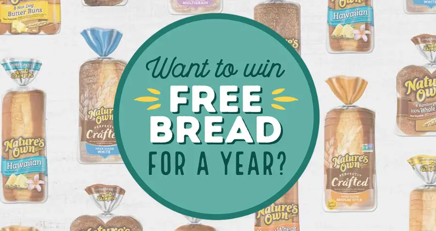 Nature's Own is giving away Free Bread for a Year every month through September 2023 and you could be one of the lucky winners. One winner each month who will receive free bread for a year