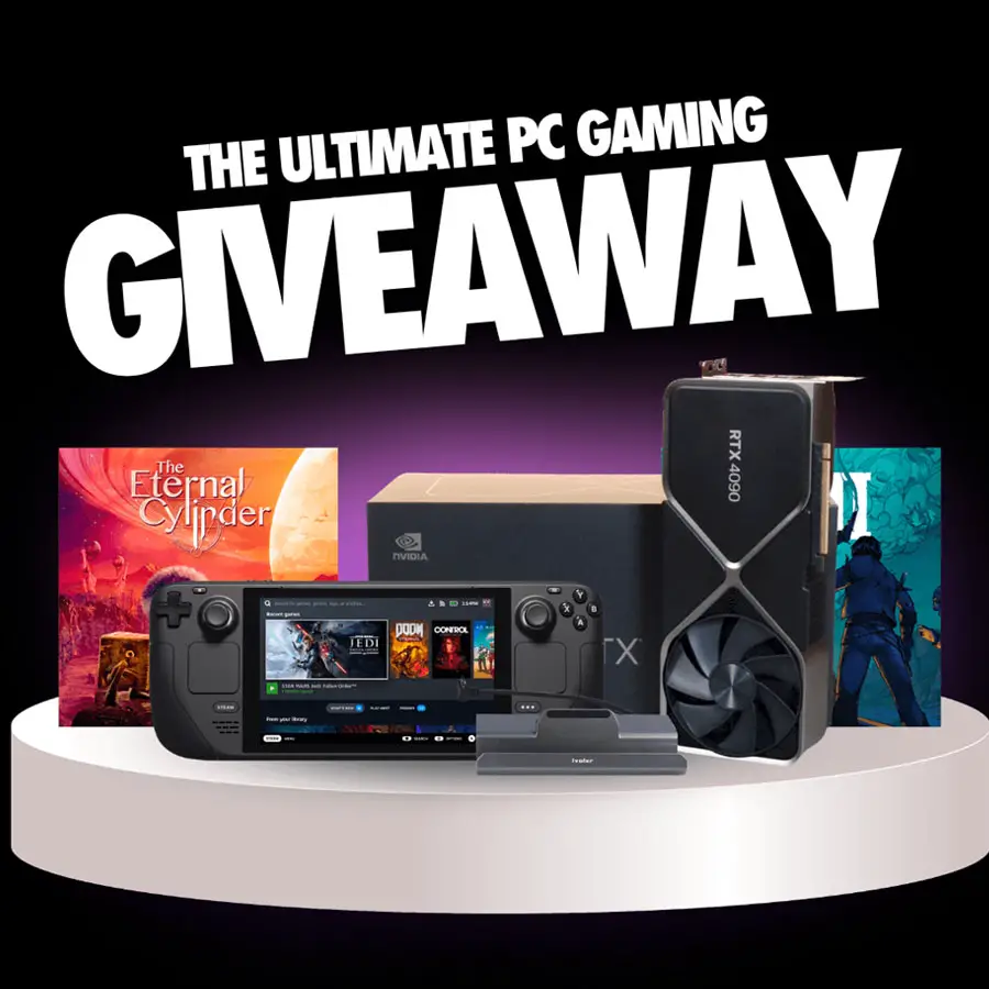Enter to win the ultimate gaming bundle from L.A. Comic Con! The Grand Prize winner will receive an NVIDIA GEFORCE RTX 4090 Graphics Card, a Steam Deck, an Eternal Cylinder download code, and a Hard West 2 download code. No purchase is necessary to enter, simply complete the form, and agree to the sweepstakes terms.