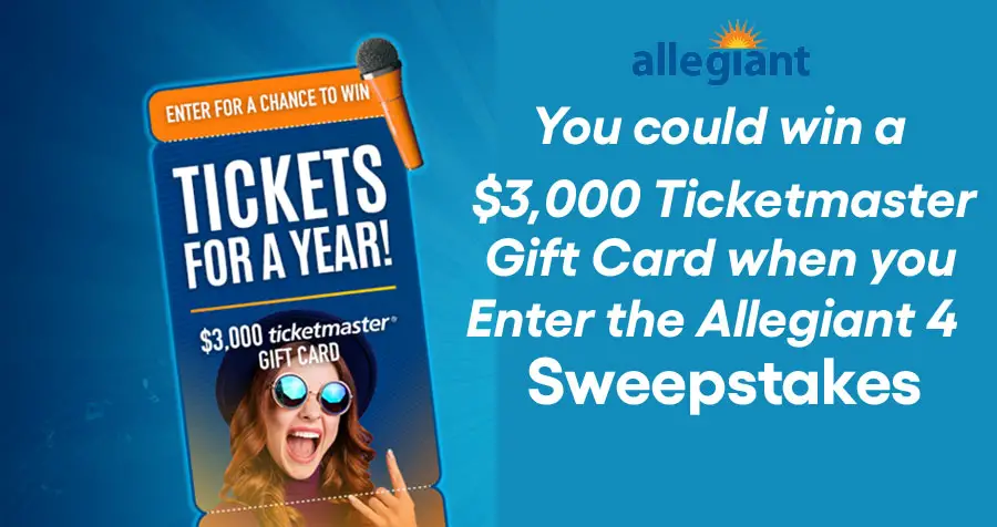 Ticketmaster Tickets for a Year with Allegiant 4 Sweepstakes