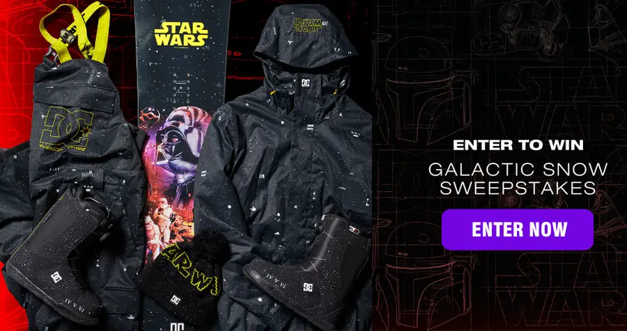 Enter for your chance to win a DC Shoes Collection Snowboard $500 gift card to use toward merchandise from the Star Wars | DC Collection available on DCShoes.com