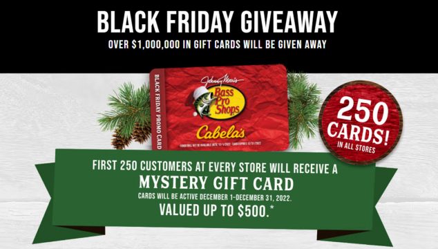 Bass Pro Shops Cabela's Black Friday Mystery Gift Card Giveaway