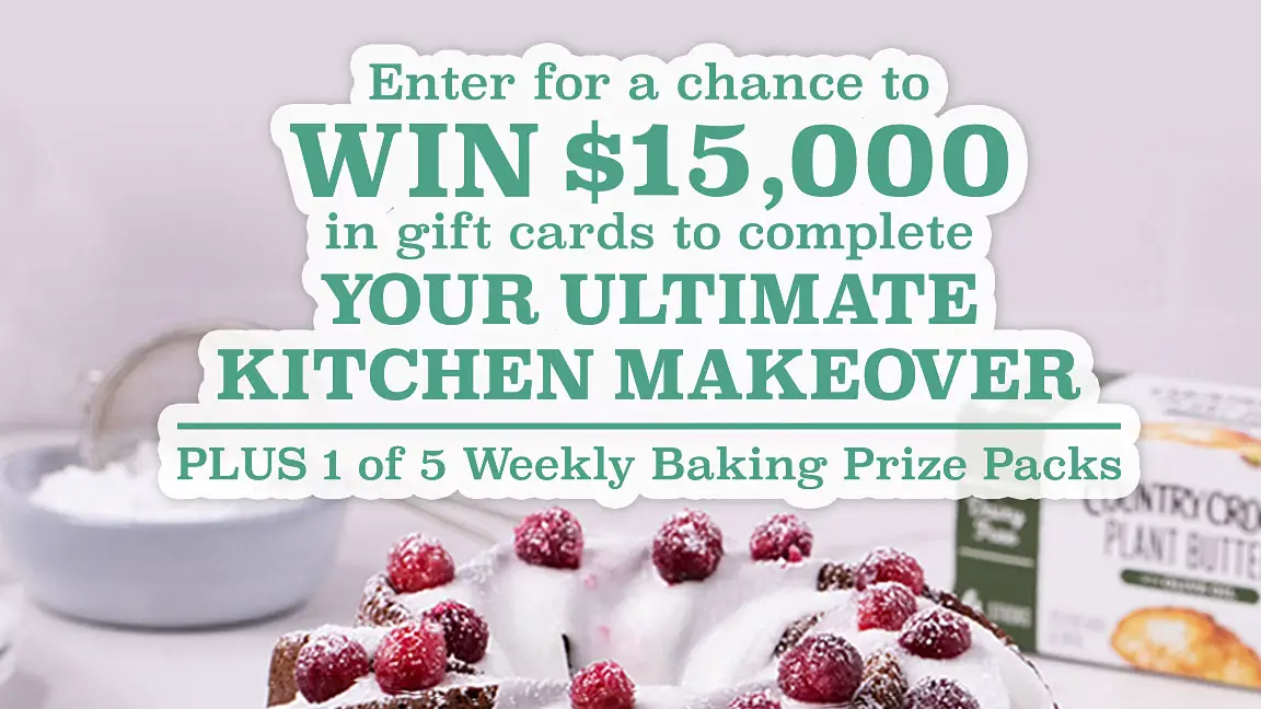 Try one of Country Crock's favorite holiday recipes PLUS enter the Bake Swap Sweepstakes for your chance to win 1 of 6 weekly prizes or the grand prize, $15,000 in Home Depot gift cards to use for their own kitchen makeover