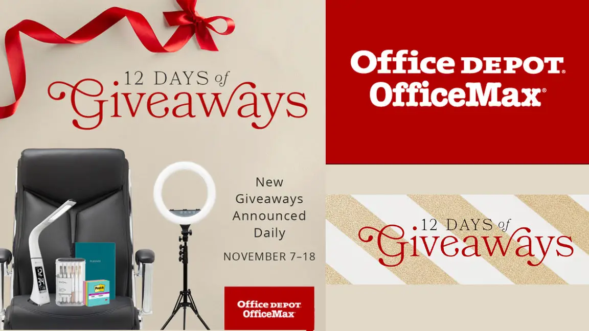 Office Depot is kicking off gift-giving season early with the #OfficeDepot annual 12 Days of Giveaways! The Office Depot 12 Days of Giveaways consists of twelve Sweepstakes. Enter each Sweepstakes for a chance to win a prizes. Twelve (12) lucky entrants will win a great prize, like furniture, chairs, technology, workplace must-haves and classroom faves!