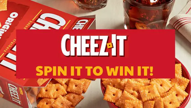 Register to spin the Cheez-it game Wheel for your chance to win FREE Cheez-It® for a year, or other great prizes including Free Fanatics gift cards, Visa Prepaid card and Free credits to use on the Cheez-It HQ website