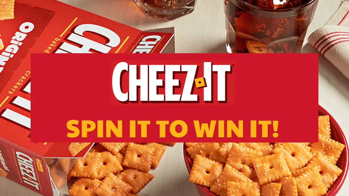 Register to spin the Cheez-it game Wheel for your chance to win FREE Cheez-It® for a year, or other great prizes including Free Fanatics gift cards, Visa Prepaid card and Free credits to use on the Cheez-It HQ website