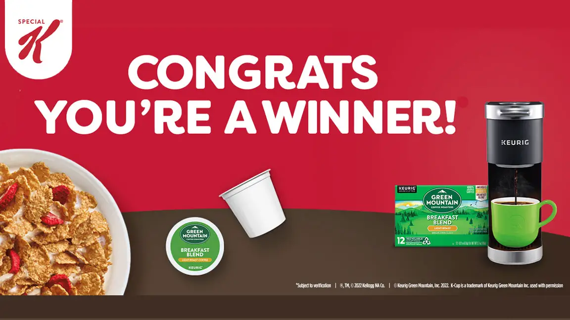Kellogg's is giving away over 4,600 Keurig K-Mini Plus Brewers. Grab your game card and play to see if you won instantly! You can find game cards in specially marked packages of Kellogg's products or send away for a free game piece by mail.