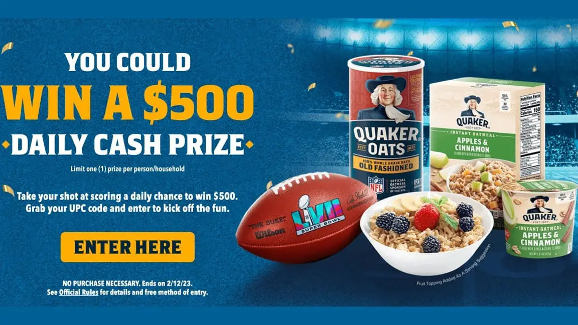Quaker Touchdown Instant Win Game (Daily $500 Cash Winner, Free Codes)