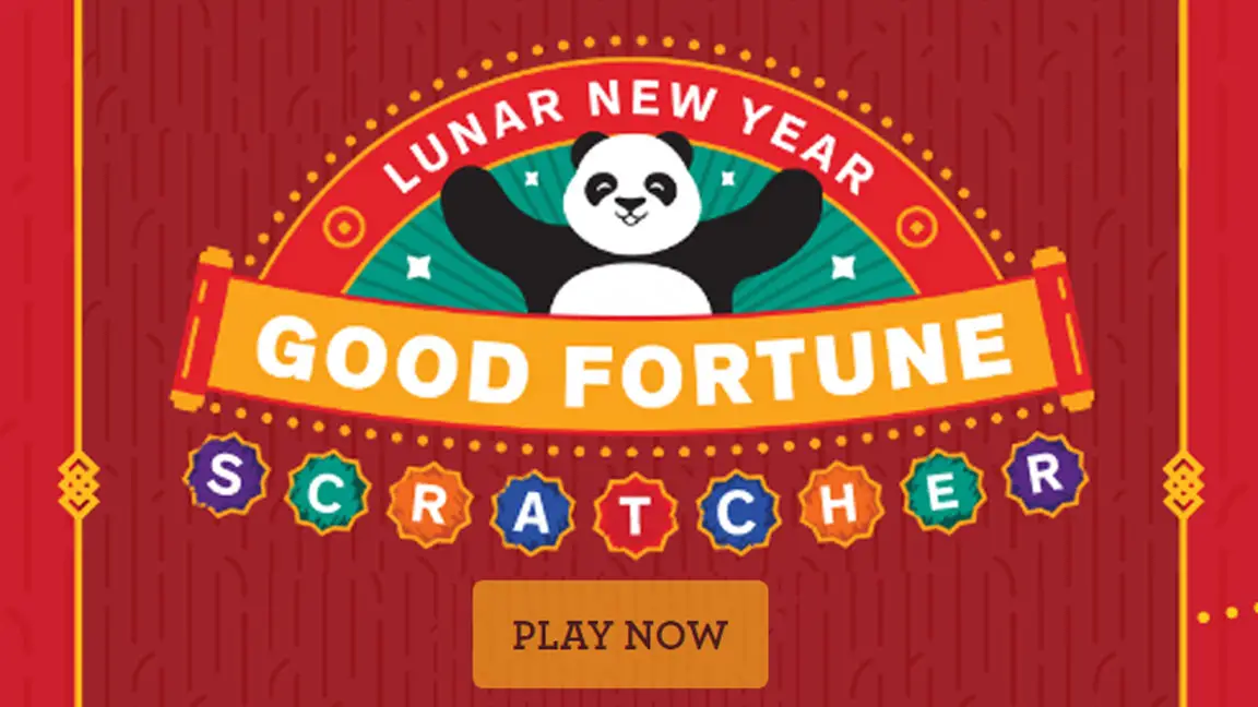 Play the Panda Express Lunar New Year Good Fortune Scratcher Instant Win Game daily for your chance to win from over 4,800 prizes including Free Panda Express Digital Gift Cards. Everyone who plays wins a discount on Panda Express food items.