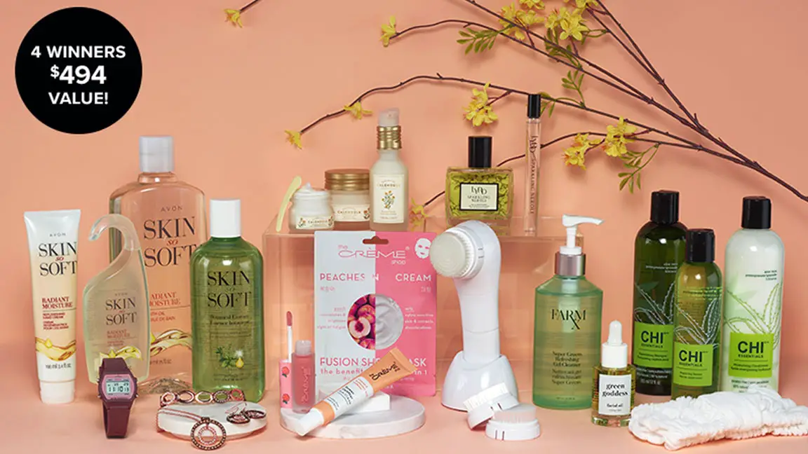 Get ready for Spring with plant-powered skin and body care from Avon. Enter for your chance to win an Avon beauty box with fruity floral fragrance rose gold-tone jewelry and a sweet, juicy peach lip oil.