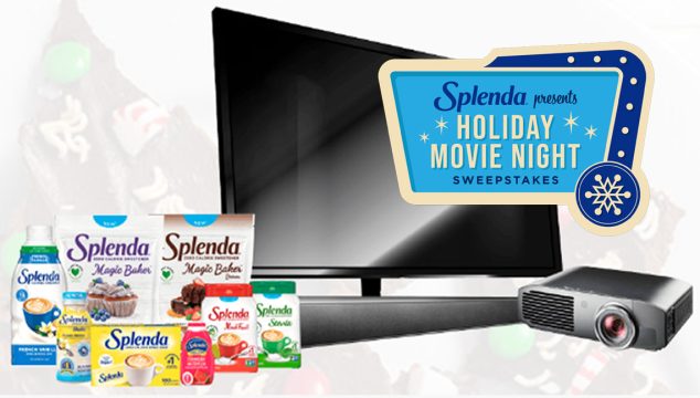 Enter now for a chance to win: 70” TV + Soundbar + 4-film digital movie bundle + Splenda prize pack from the Splenda Love Your Food Again Sweepstakes