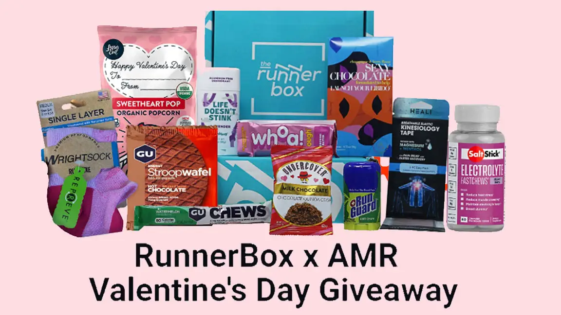 Don't miss this Valentine's Day giveaway, featuring items from the AMR x RunnerBox Valentine's Day collab, which is on-sale now! This special collaboration is brimming with a hand-picked mix of items sure to make any runner’s heart race! We’re talking Valentine’s Day themed healthy fuel, accessories, and chocolate. Simply put, it’s the perfect gift for that special someone who has been running (through your mind) whether that be your sweetheart, your gal-entine, or yourself.