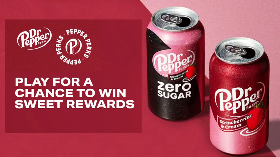 Over 7,000 Winners! Sign up for Pepper Perks (free) to play for your chance to win free Dr Pepper (any flavor!) for a year. Keep sippin’ and earning points to redeem for other deserve worthy prizes too! Dr. Pepper Strawberries & Cream is hitting store shelves nationwide later this month, becoming the only strawberry and cream-flavored “dark soda” on the market.